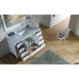 Cambridge 55 in. Bath Vanity in White with Marble Vanity Top in Carrara White with White Basin - Super Arbor