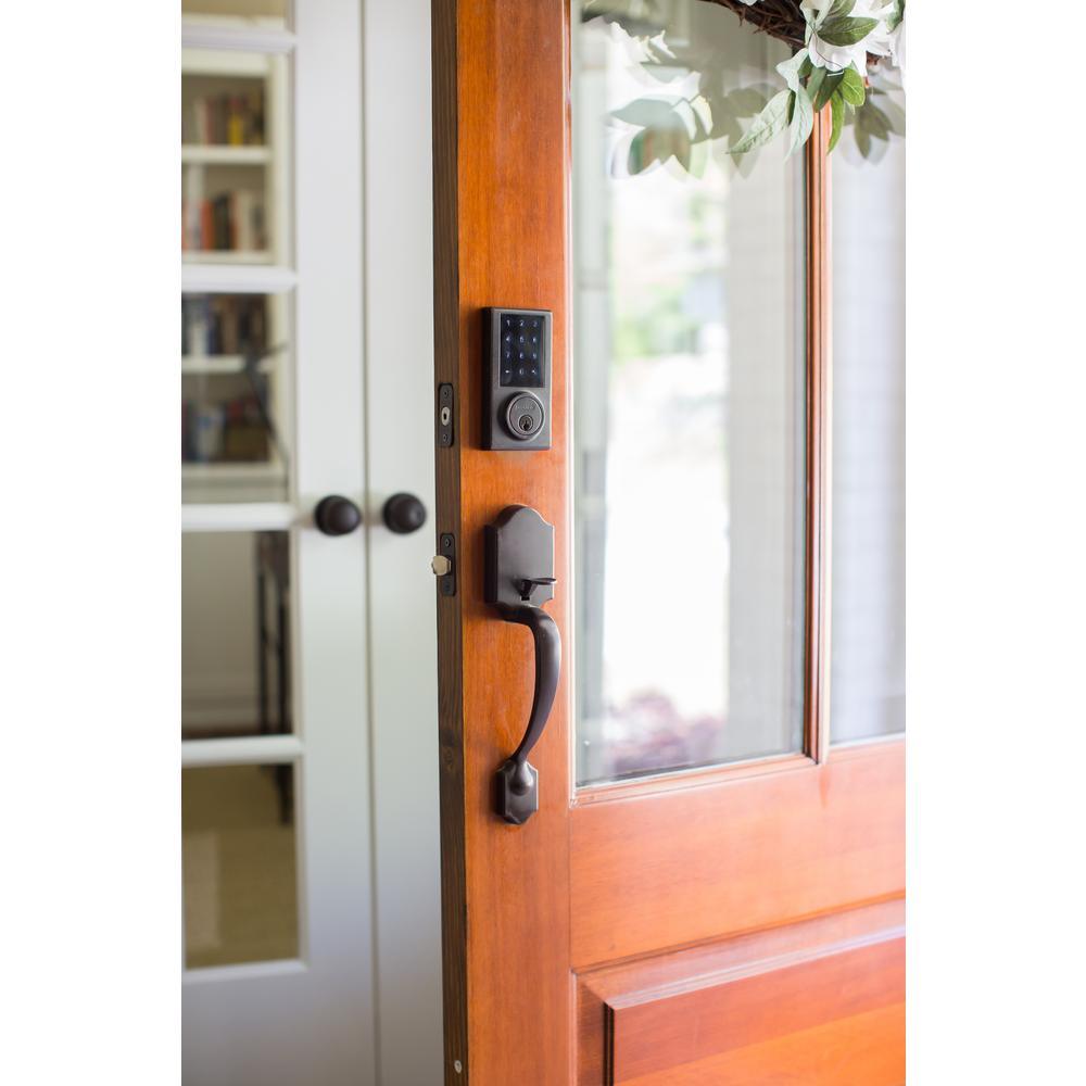 Black Touchscreen ZWave Single Cylinder Smartlock Deadbolt with Camera Gateway - Super Arbor