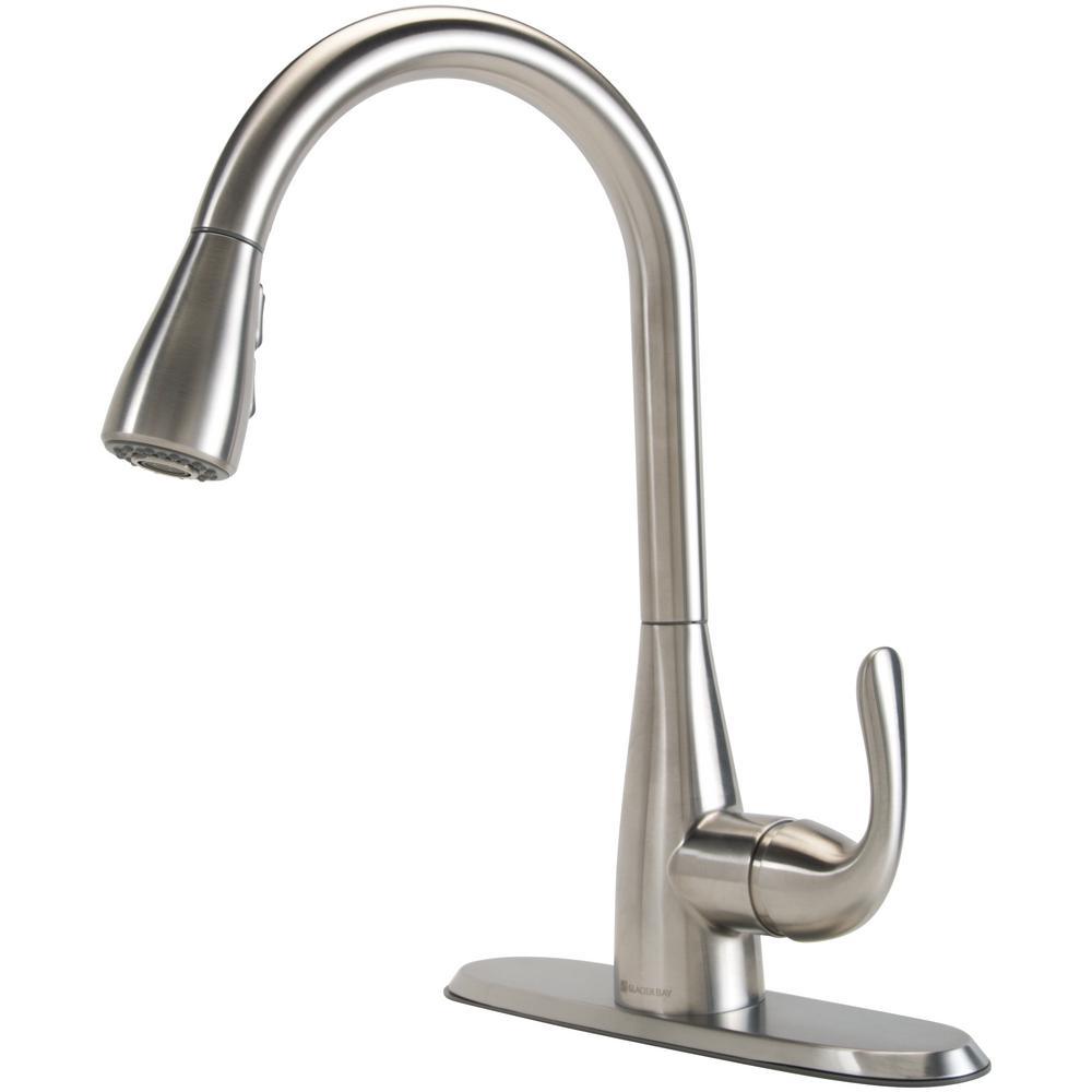 Carla Single-Handle Pull-Down Sprayer Kitchen Faucet in Stainless Steel - Super Arbor