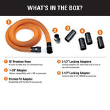 1-7/8 in. x 10 ft. Pro-Grade Locking Vacuum Hose Kit for RIDGID Wet/Dry Shop Vacuums - Super Arbor