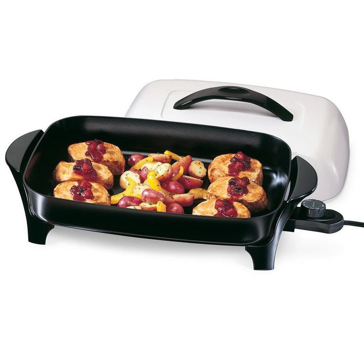 16 in. Black Non-Stick Electric Skillet with Lid