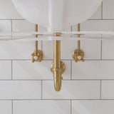 Empire 30 in. Acrylic Wash Stand with Satin Brass P-Trap Kit, Faucet, Marble Counter Top, and White Basin - Super Arbor