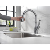 Delta Leland Arctic Stainless 1-Handle Deck-Mount Pull-Down Handle Kitchen Faucet (Deck Plate Included)