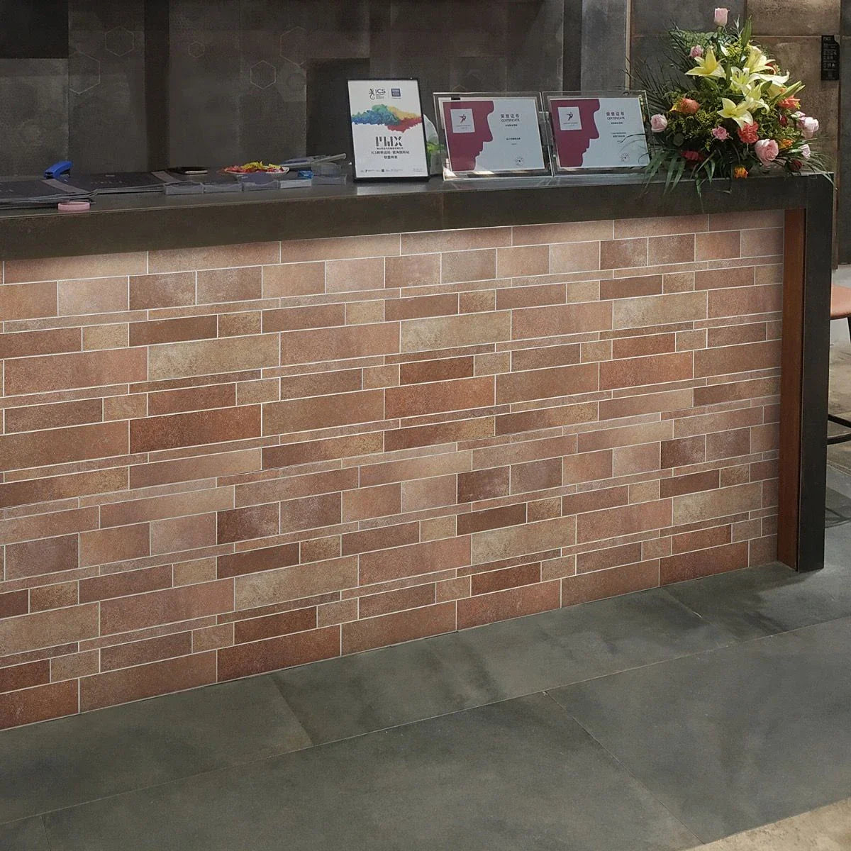 Bond Tile Easy Luxe Railroad Terra 11.81 in. x 11.81 in. SPC Peel and Stick Tile (0.96 Sq. Ft. / Sheet)