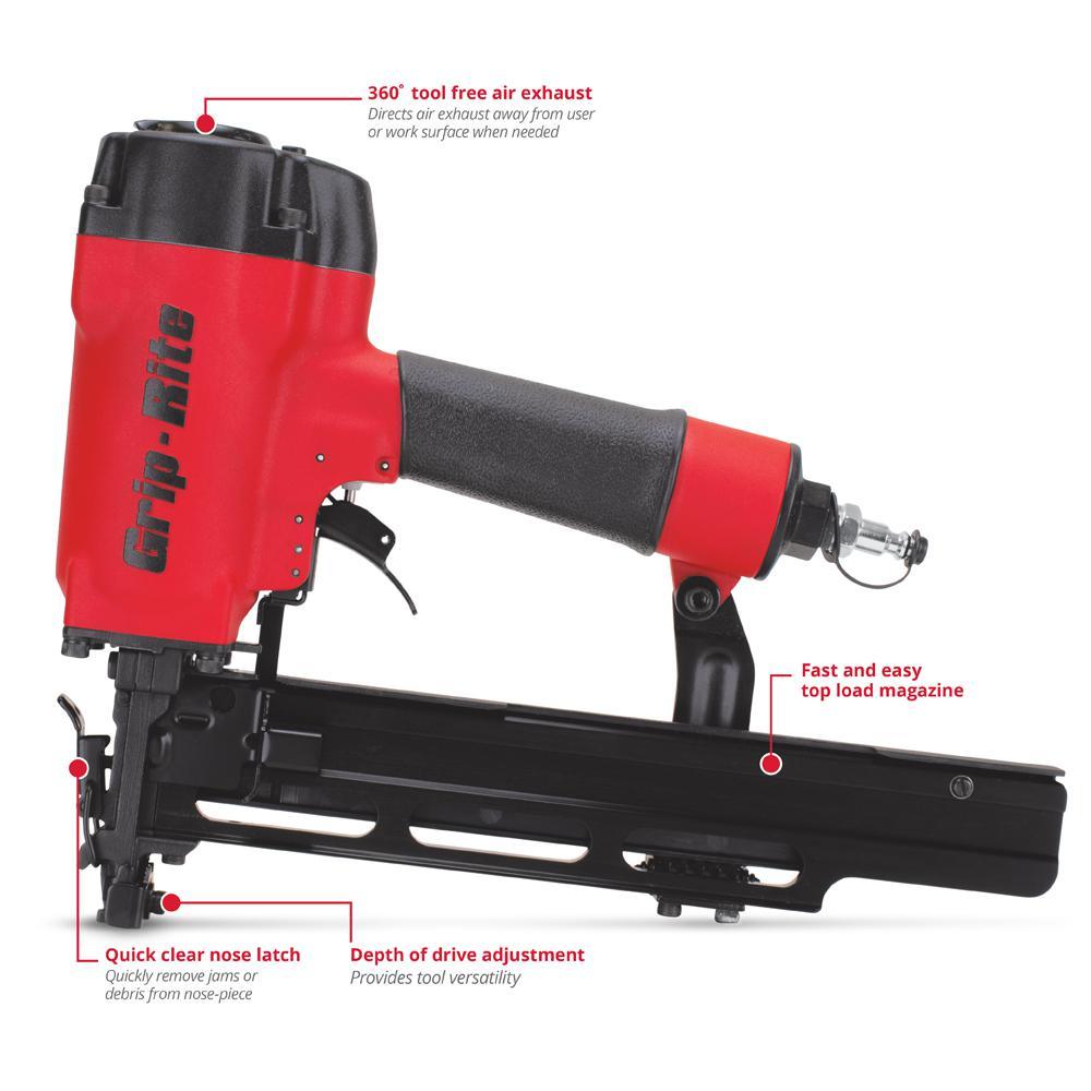 GR Industrial 16-Gauge 2 in. Medium Crown Stapler, 7/16 in. EZ-CLEAR Nose - Super Arbor