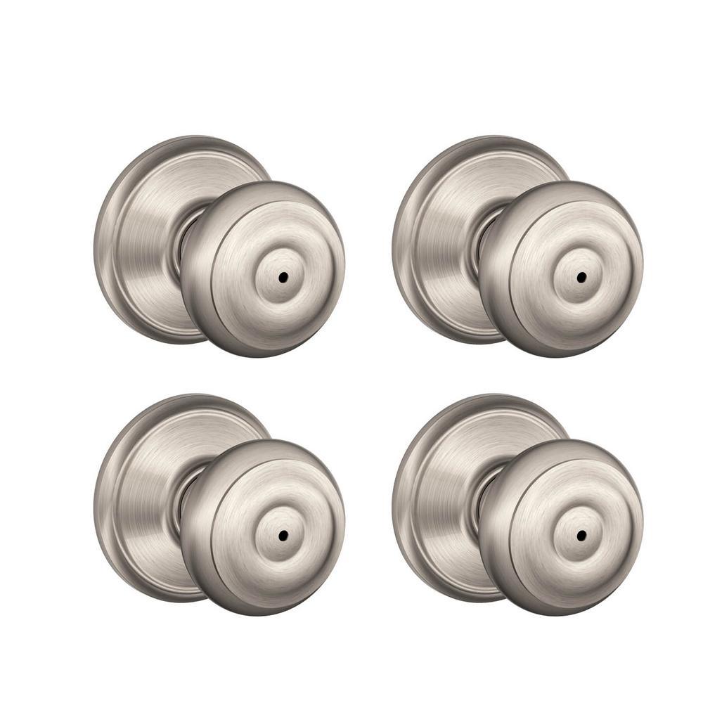 Georgian Satin Nickel Privacy Bed/Bath Door Knob (8-Pack) - Super Arbor