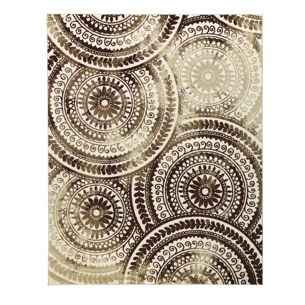 Spiral Medallion Cool Gray Tones 8 ft. x 10 ft. Area Rug - Super Arbor