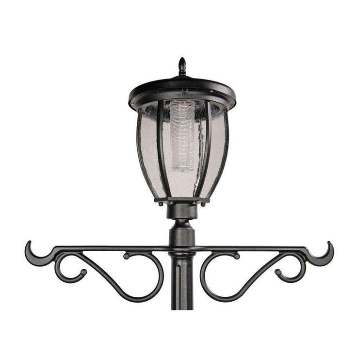Solar Powered Outdoor LED Black Lamp Post with Planter
