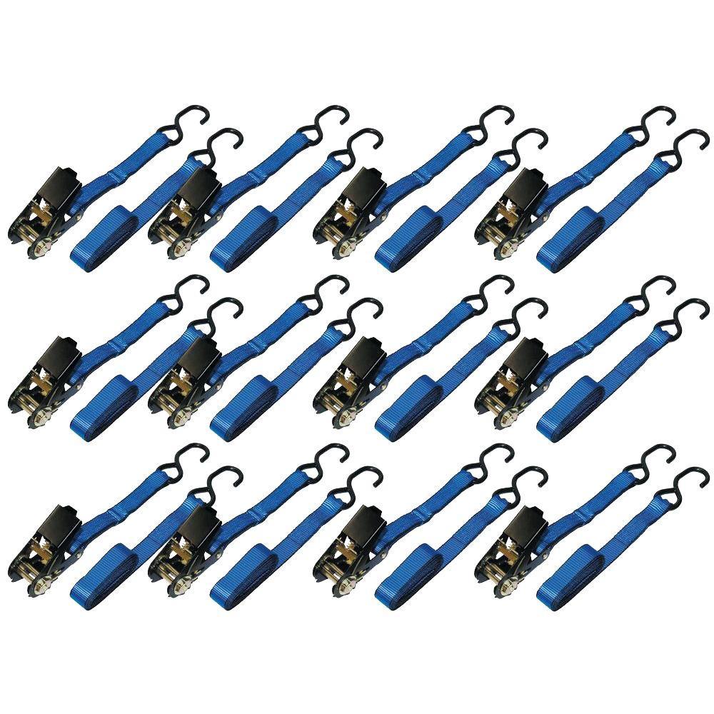 Ready Pack 1 in. x 15 ft. Ratchet Tie-Down Strap with 900 lbs./S-Hook (12 per Box) - Super Arbor
