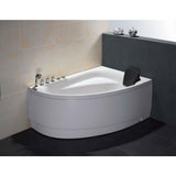 59 in. Acrylic Left Drain Corner Apron Front Whirlpool Bathtub in White - Super Arbor