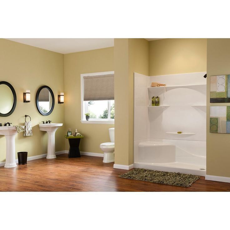 Varia 30 in. x 60 in x 76 in. 4 -pc AcrylX Acrylic Finished Shower Stall with Right Drain and Left Seat in White