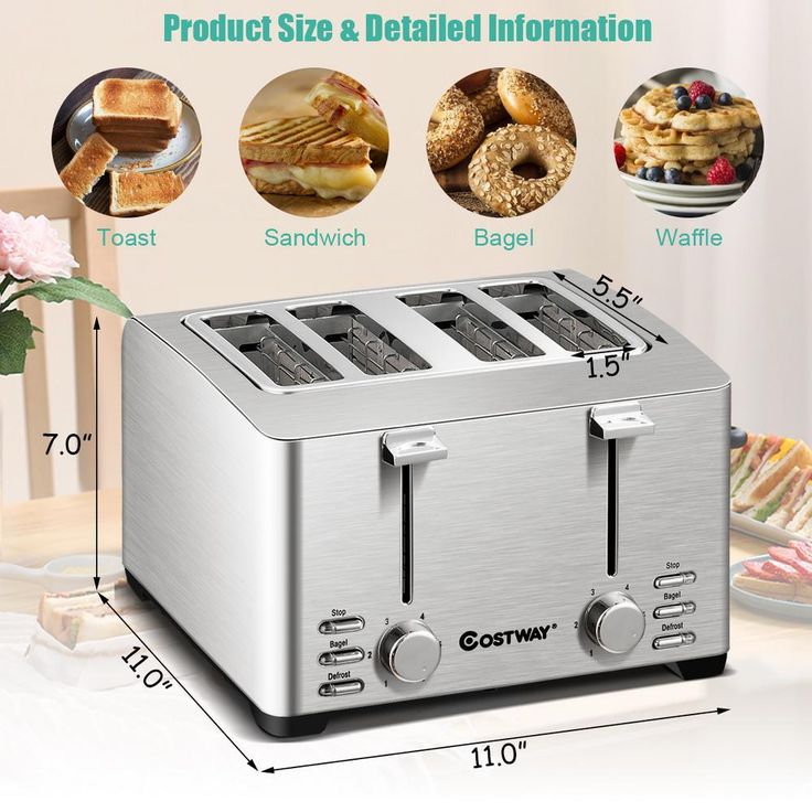 4-Slice Stainless Steel Extra-Wide Slot Toaster with Warming Rack