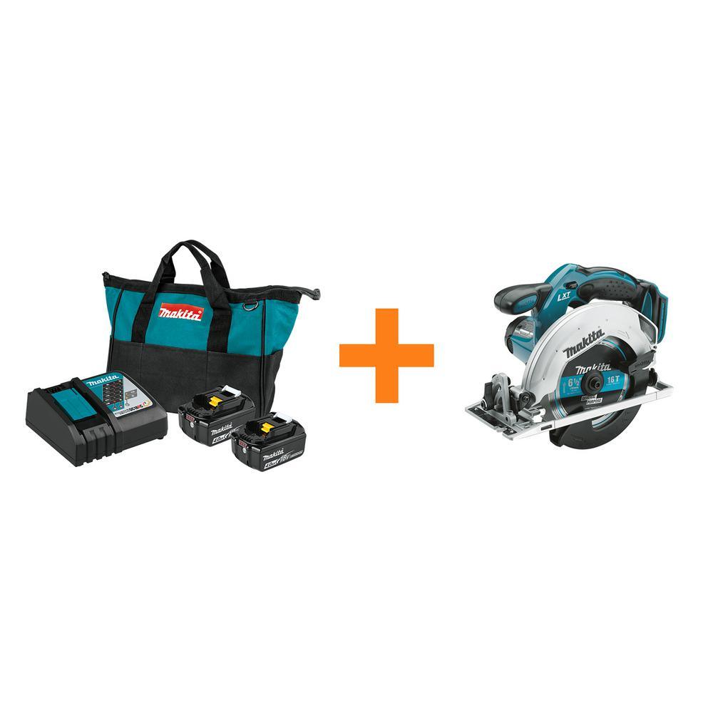 18-Volt LXT 4.0 Ah Battery and Rapid Optimum Charger Starter Pack with Bonus 18-Volt LXT 6-1/2 In. Circular Saw - Super Arbor