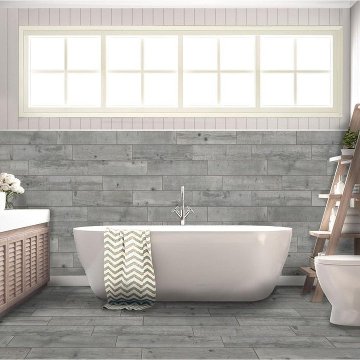 Florida Tile Home Collection Timber Grey 6 in. x 24 in. Porcelain Floor and Wall Tile (14 sq. ft. / case)