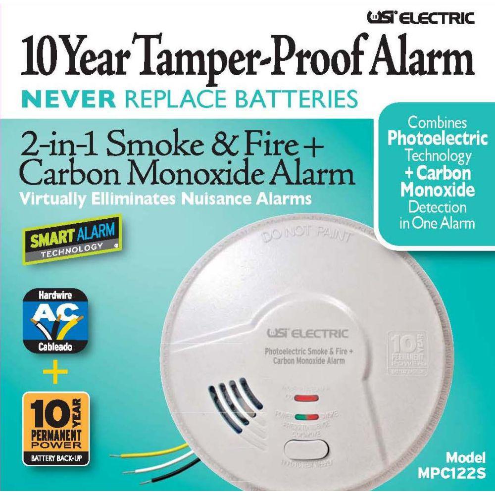 10 Year Sealed Battery Backup, Hardwired, 2-In-1 Smoke And Carbon Monoxide Detector, Microprocessor Intelligence - Super Arbor