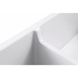 Olde London Farmhouse Fireclay 33 in. 55/45 Double Bowl Kitchen Sink with Grid with Grid and Strainer