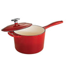 Gourmet 2.5 qt. Porcelain-Enameled Cast Iron Sauce Pan in Gradated Red with Lid
