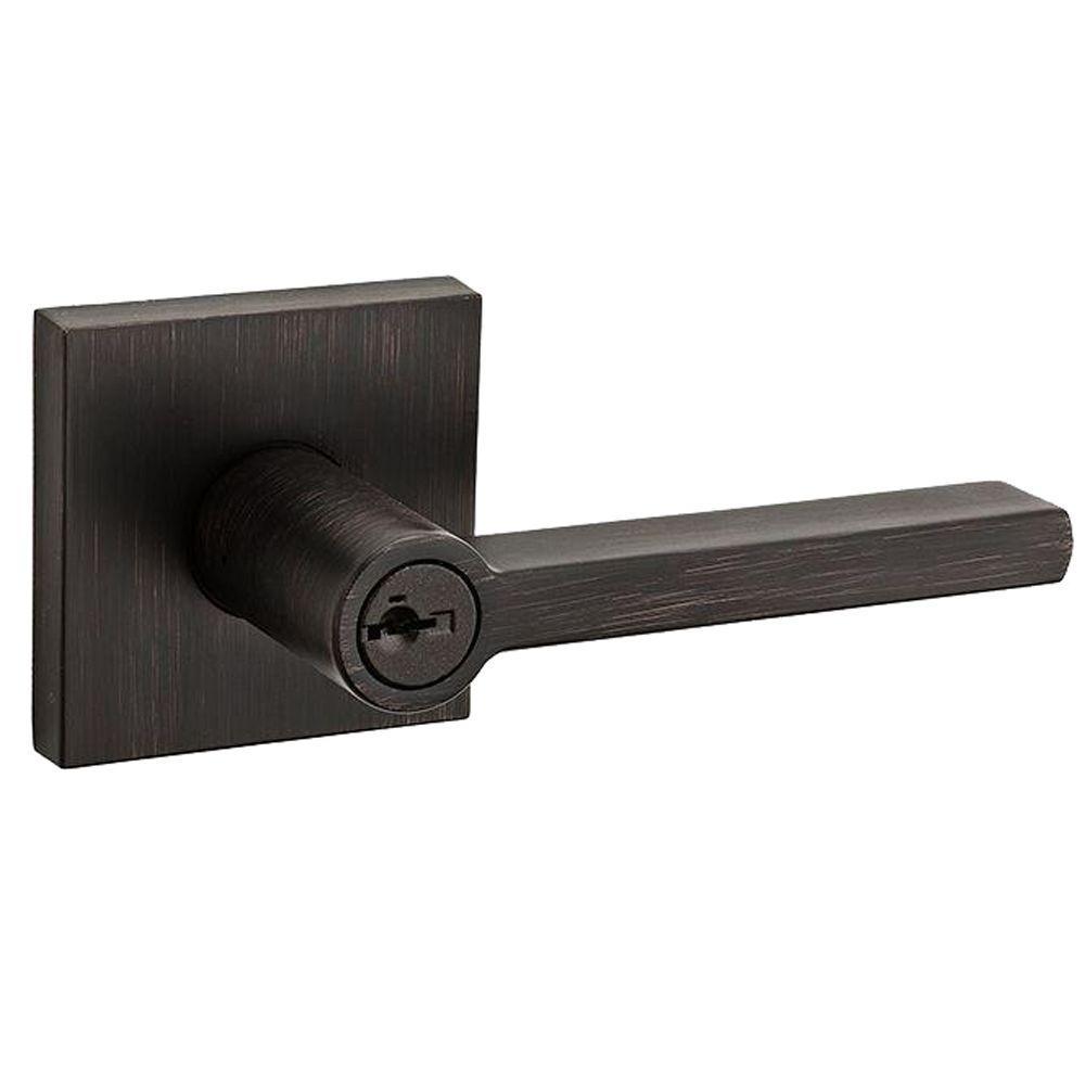 Halifax Square Matte Black Keyed Entry Door Lever - Super Arbor