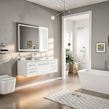 Totti Wave 48 in. W x 21 in. D x 22 in. H Bathroom Vanity in White with White Glassos Top and White Sink