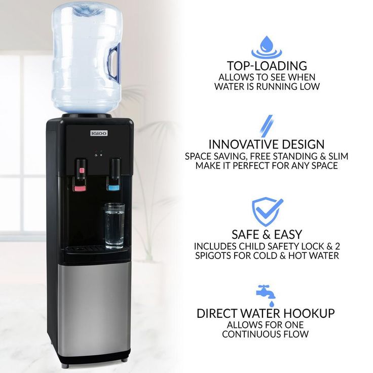 Hot and Cold Top Loading Water Dispenser in Black