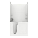 Rampart Nova Heated 5 ft. Walk-in Whirlpool Bathtub with 6 in. Tile Easy Up Adhesive Wall Surround in Biscuit - Super Arbor