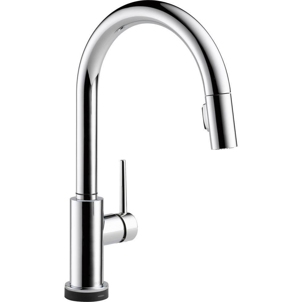 Trinsic Single-Handle Pull-Down Sprayer Kitchen Faucet with Touch2O Technology in Matte Black - Super Arbor