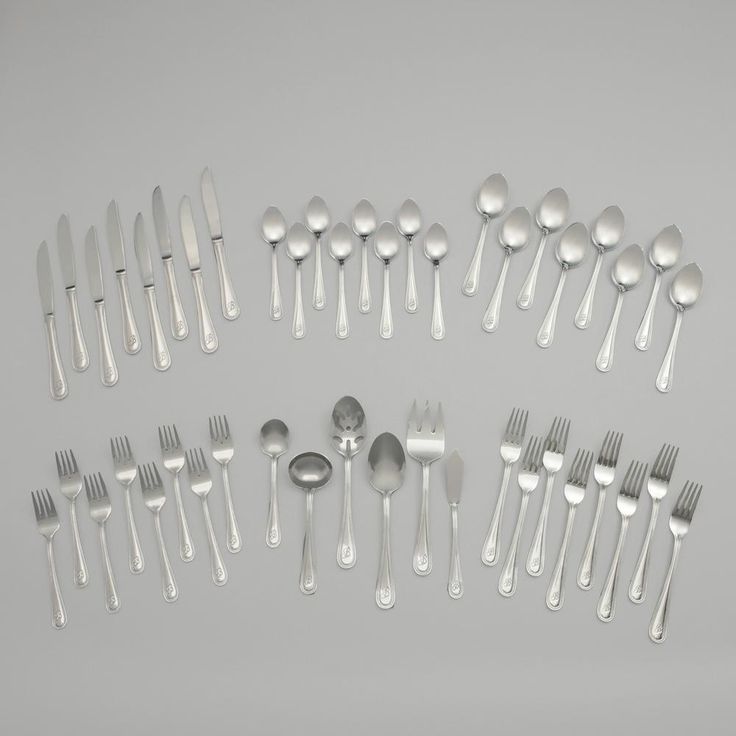 Beaded 46-Piece Silver Stainless Steel Flatware Set (Service for 8)