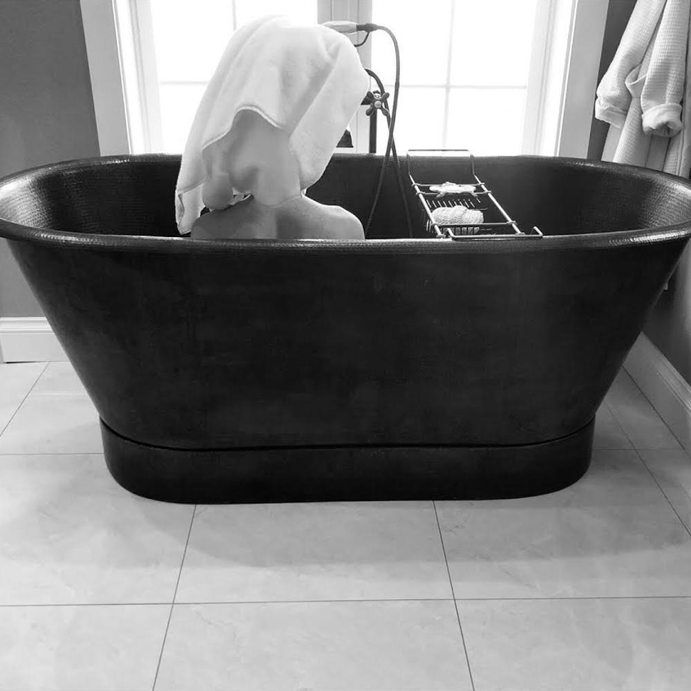 6 ft. Hammered Copper Modern Style Flatbottom Non-Whirlpool Bathtub in Oil Rubbed Bronze - Super Arbor