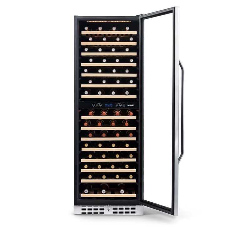 NewAir 160-Bottle Capacity Stainless Steel and Black Dual Zone Cooling Built-In/Freestanding Wine Chiller