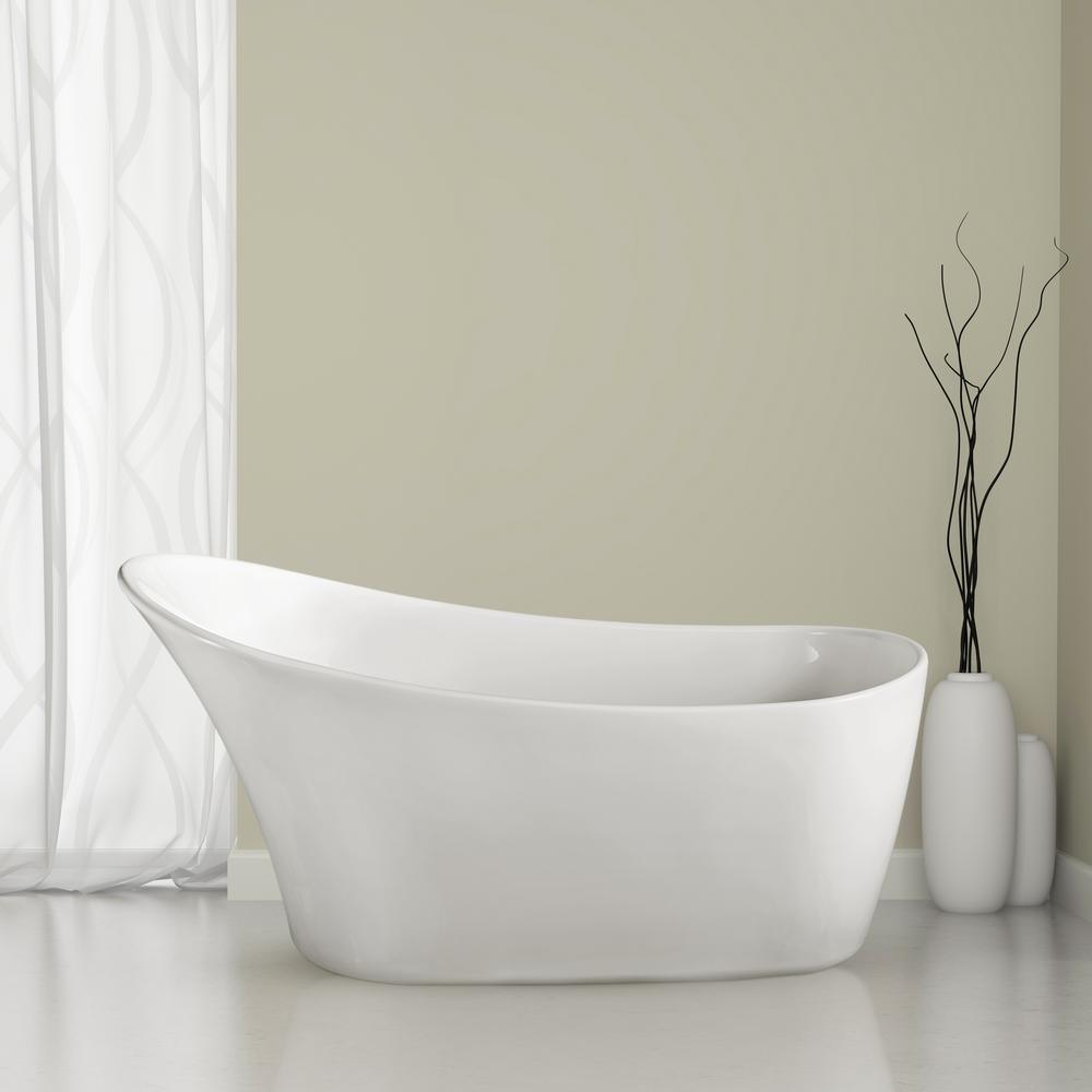59.1 in. Acrylic Flatbottom Non-Whirlpool Bathtub in White - Super Arbor