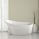 59.1 in. Acrylic Flatbottom Non-Whirlpool Bathtub in White - Super Arbor