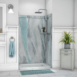 Elegance 36 in. x 48 in. x 80 in. 9-Piece Easy Up Adhesive Alcove Shower Wall Surround in Calacatta White - Super Arbor