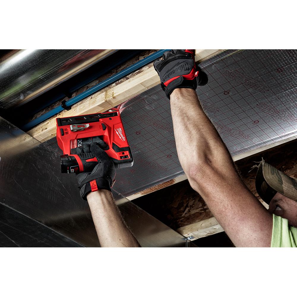 M12 12-Volt Lithium-Ion Cordless 1/4 in. Hex Impact and 3/8 in. Crown Stapler Combo Kit W/ (1) 2.0Ah Battery and Charger