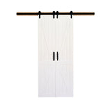 42 in. x 84 in. Board and Batten Primed Solid Wood Split Barn Door with Hardware Kit - Super Arbor
