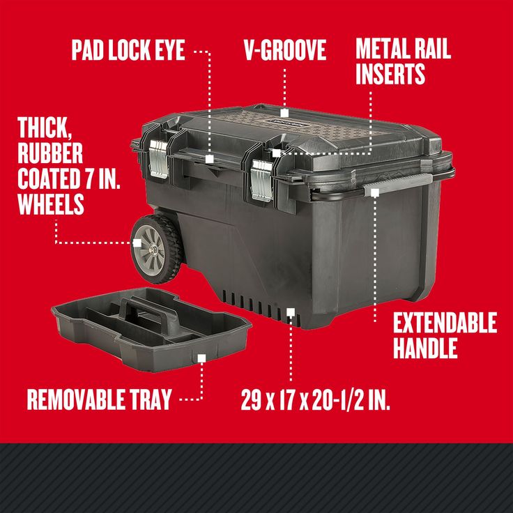 CRAFTSMAN 29-in W x 20.25-in H Black Plastic Wheels Lockable Tool Box