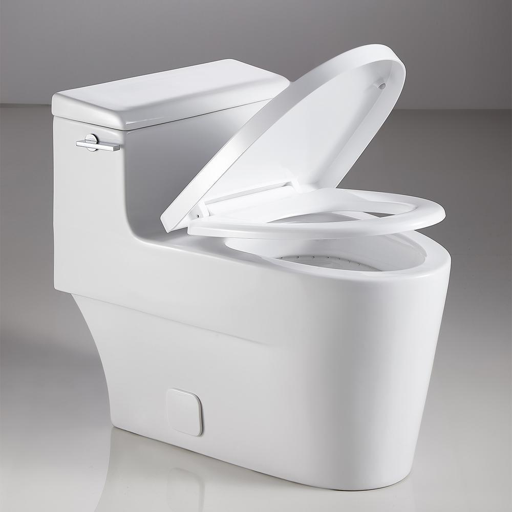 0.8 GPF /1.28 GPF Dual Flush Ceramic Bowl Square Elongated Toilet Bowl Only in White