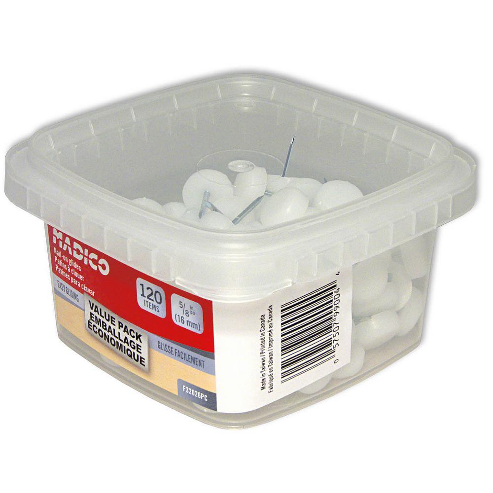 3/4 in. White Base Nail-On Glides (120-Pack) - Super Arbor