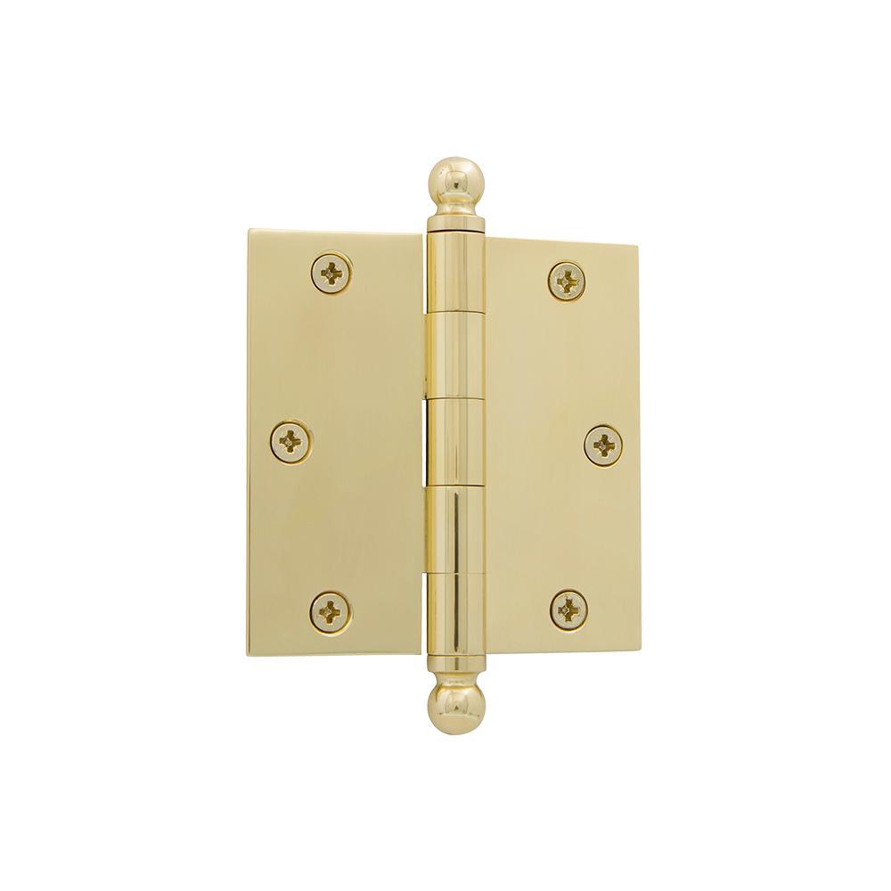3.5 in. Ball Tip Residential Hinge with Square Corners in Antique Brass - Super Arbor