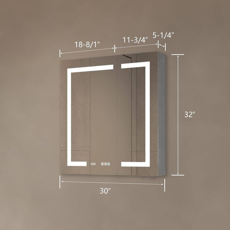 WELLFOR 30 in. W x 32 in. H Rectangular Silver Aluminum Recessed/Surface Mount Medicine Cabinet with Mirror LED and Clock