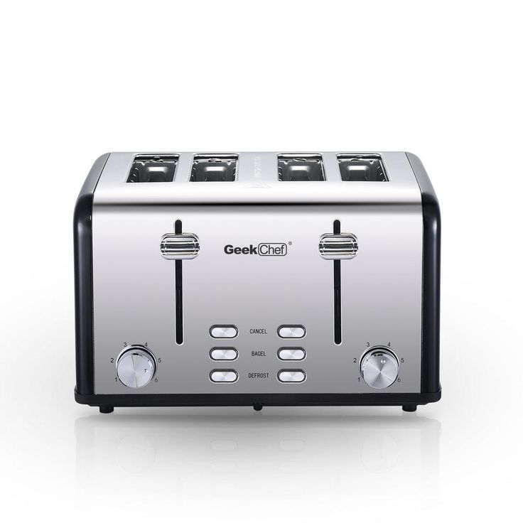 1650 W 4-Slice Silver Wide Slot Toaster with Dual Control Panels of Bagel, Defrost and Cancel Function