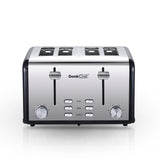 1650 W 4-Slice Silver Wide Slot Toaster with Dual Control Panels of Bagel, Defrost and Cancel Function