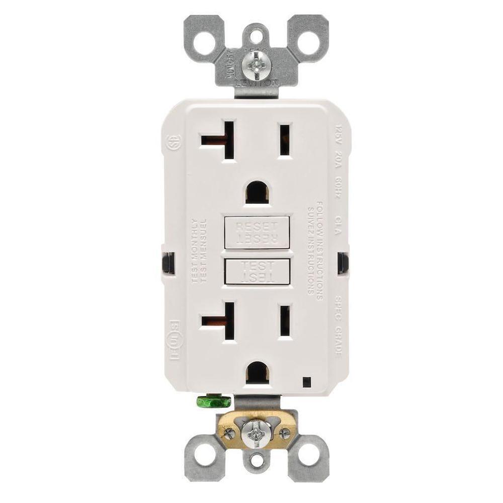 20 Amp 125-Volt Duplex Self-Test Slim GFCI Outlet, White (4-Pack) - Super Arbor