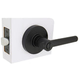 Highland Matte Black Bed and Bath Door Lever with Round Rose