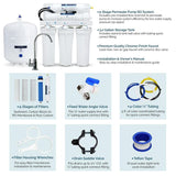 Permeate Pump Under-Sink Reverse Osmosis Water Filtration System with 50 GPD RO Membrane - for Low Water Pressure