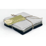 Set of 3 Cotton 10x10 Dishcloths, Sky Blue