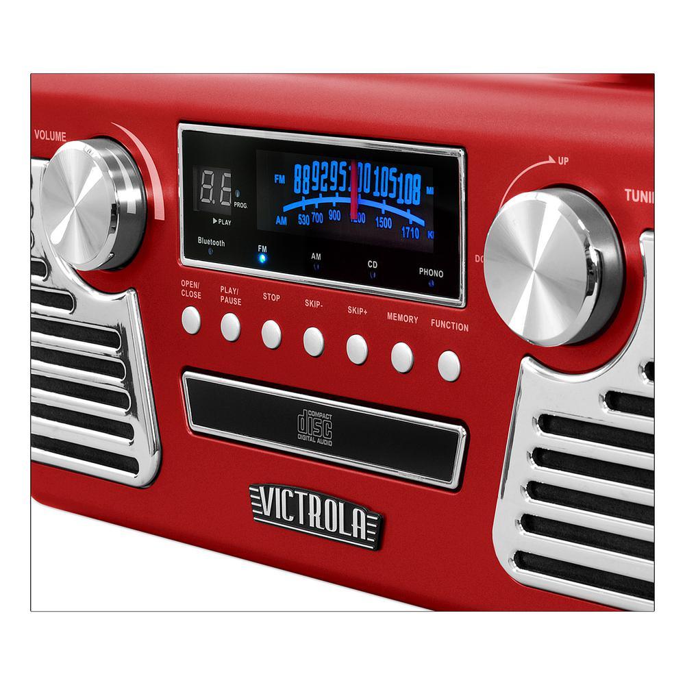 Retro Style Turntable with Bluetooth and CD Player in Red - Super Arbor