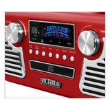 Retro Style Turntable with Bluetooth and CD Player in Red - Super Arbor