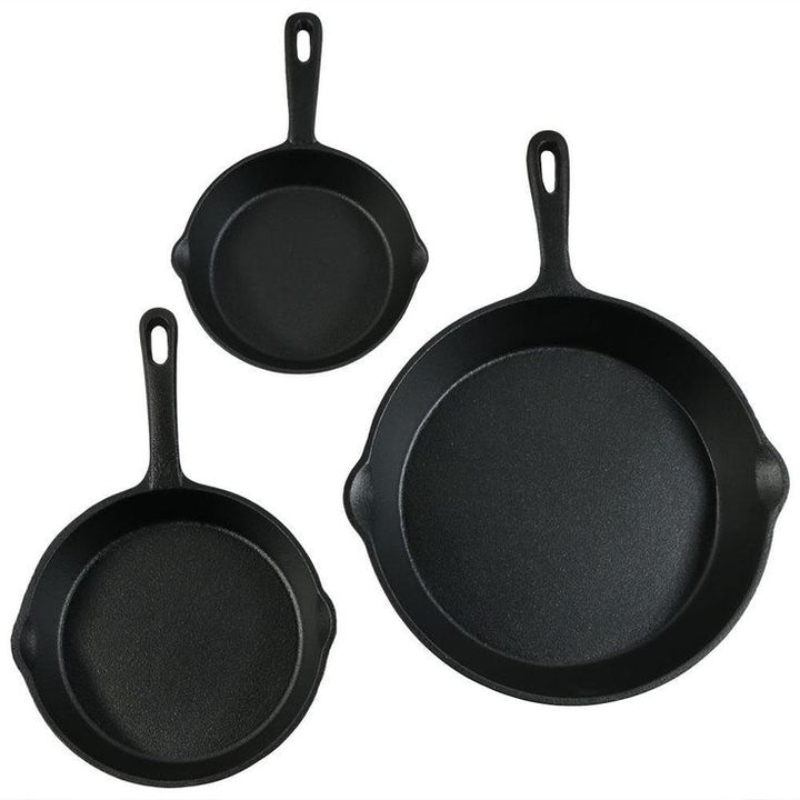 Cast Iron 3-Piece Cast Iron Skillet Set in Black