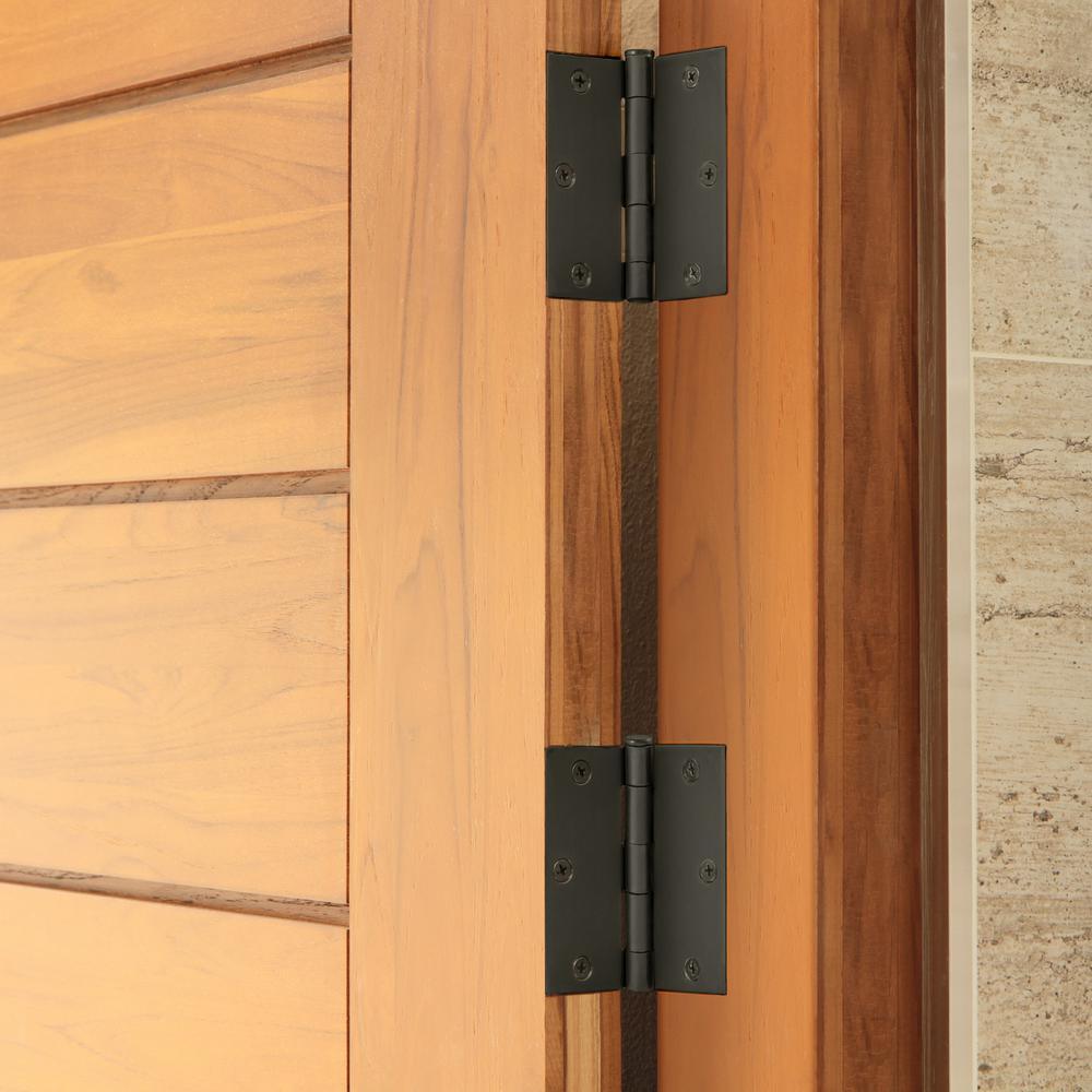 3-1/2 in. Square Corner Matte Black Door Hinge Value Pack (10 per Pack) - Super Arbor
