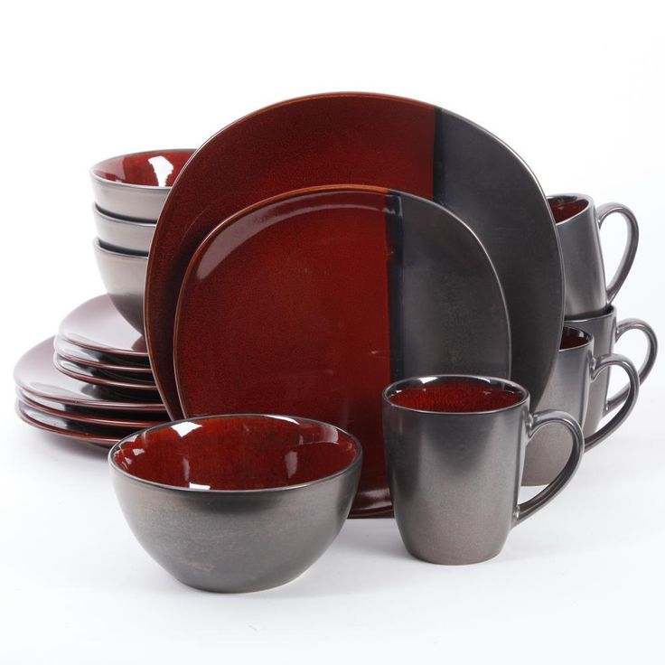 Volterra 16-Piece Modern Red Ceramic Dinnerware Set (Service for 4)